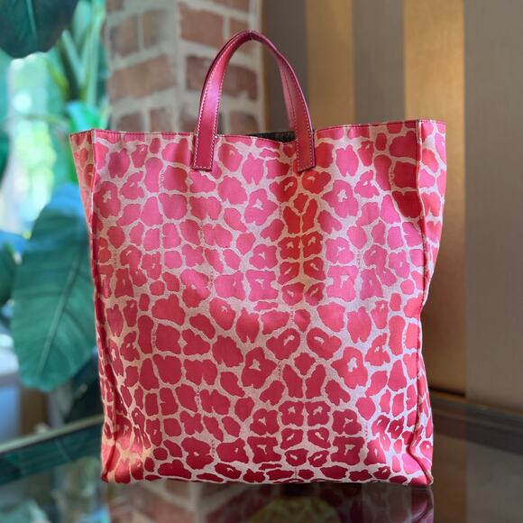 FENDI Shopper Pink Cheetah Print Canvas Tote - Picture 3 of 16